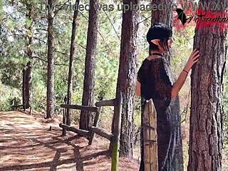 gothic elf teasing her pussy in the forest?