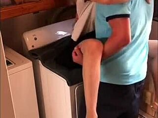 Sexy Milf Vs Neighbor Boy In Tight Laundry Room Surrender