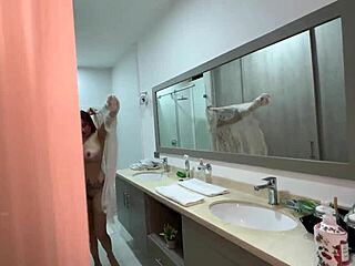 Spying on Red-Haired Friend Angel Cruz Bathing Turns Me On. Her Huge Colombian Tits Are Impossible to Ignore.