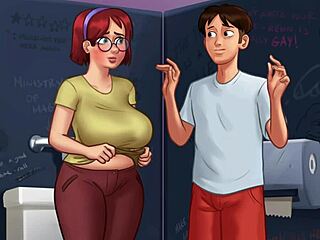 I-I can't believe innocent Judith shows her huge tits in the bathroom!