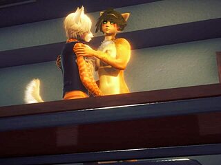 Furry hentai cat Mew gets kinky with Gepard