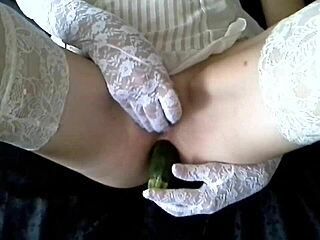 Milf Slams Zucchini in Pussy and Ass for Real Screaming Climax