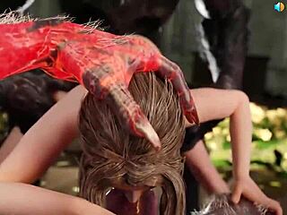 Aerith Takes on Two Werewolves in 3D Animation