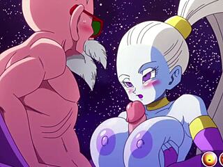 So, Vados in Kame Paradise 2 flashed huge boobs to Master Roshi.