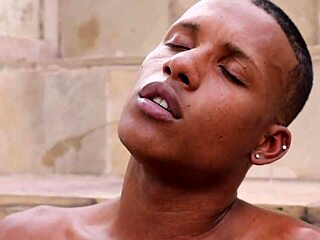 cumming on the balcony with a monster black cock