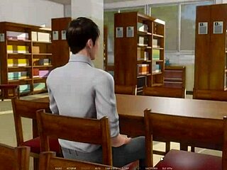 Redhead bookworm with big tits in ripped clothes on toilet