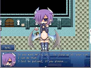 Remi from Mgq paradox performs blowjob scenes with monster in hentai game featuring small tits