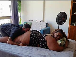 ebony goddess with giant ass and big tits gets bent over for licking