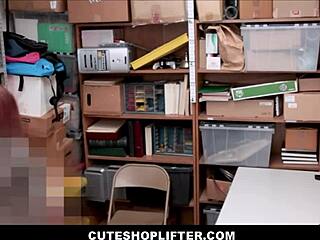 cute teen redhead shoplifter avoids jail with security guard - april reid