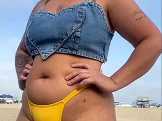 flashing at beach made guy hard with african exhibitionist