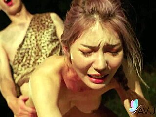 Chinese girl Li Zhiyan drilled hard in forest with a stranger. Their wild ride echoes through the trees!