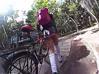 Teasing upskirt in mini skirt around the city