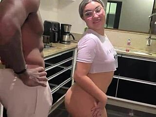 Latina girlfriend fucks her boyfriend with well-endowed black guy