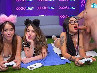 Hot latina gamer girl fucked and riding huge cock