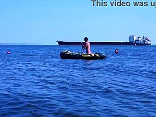 On Boat In Volga-River Water Wearing Bikini