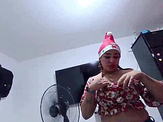 Stepmom Ejaculates on Stepson's Cock During Hot Christmas Encounter