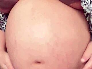 pregnant maid shows off her hairy pussy alone