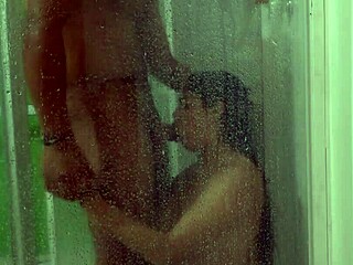 this latina housewife is in a motel bathroom with her cuckold husband watching her with a black guy