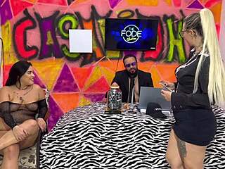 BBW blonde enjoys licking and fingering big tits