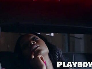 Petite black milf strips for Playboy. Her small tits and hot body shine after steamy tease.