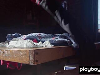 Hot blonde teen Emma Starletto strips and fingers herself.