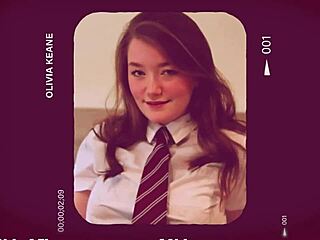 British 18-Year-Old Blonde in Uniform Gives Posh Blowjob and Swallows Cum.