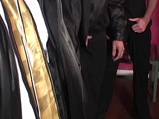 Blonde sucking midget and bbc till cum covers her!