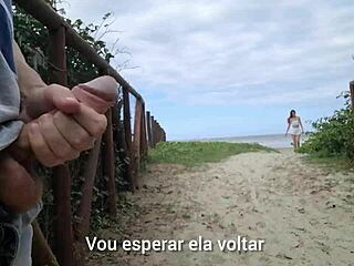 risky public handjob on street, redhead caught me