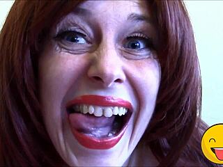 that horny fetish queen with her tongue ready for some kinky action