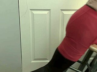 grinding on stool in tight leggings and shorts