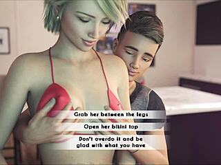 wife and stepmother engage in a playful game with big tits