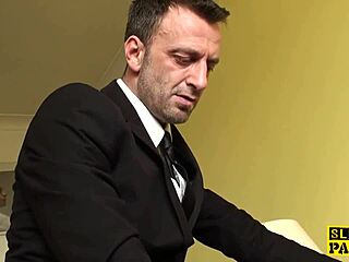 Pussyeaten Brit Beauty PLEASES Two Guys in Close Action