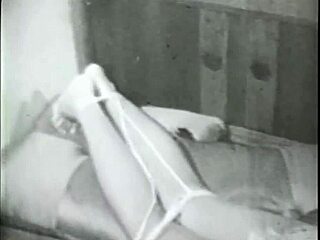 Bound In Vintage Bondage With Hairy Pussy Exposed!