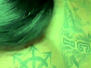 She gives rim job and wet blowjob before intense sex with tattooed guy in doggystyle.