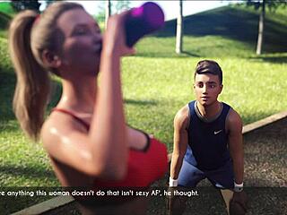 a wife and stepmother jogging outdoors