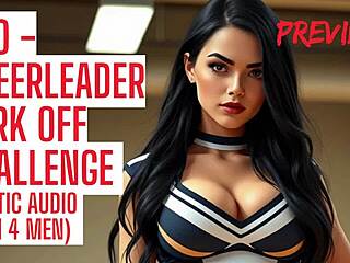 The cheerleader guides you to cum hard in this jerk off contest