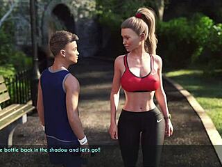 a wife and stepmother jogging outdoors