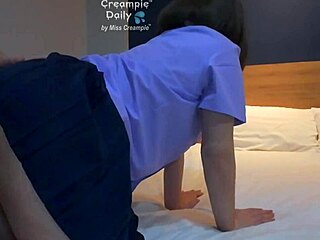 female student in miniskirt gets pussy teased by security guard until wet