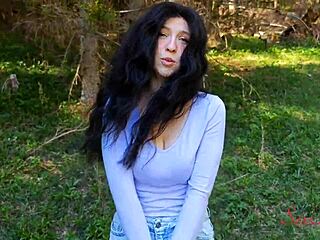 lost influencer with big tits offers blowjob for escape from woods