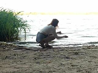 Beautiful Cute Teen Redhead Mia Masturbates Shaved Pussy To Wild Orgasm Beside Lake!