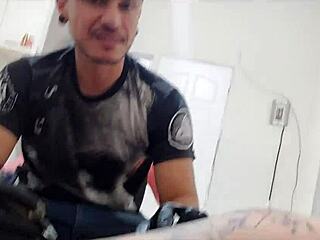 Tattoo made using anal plug in little ass, reality show