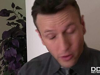 Maid Emma Leigh's shaved pussy gets wet from hotel guest's hardcore fucking.