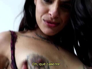 Brunette prostitute hired for raw action with husband