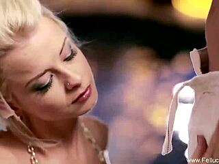 Beautiful girl delivers an exciting blowjob performance