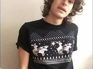 Cute tranny moans loudly while masturbating her transsexual body solo