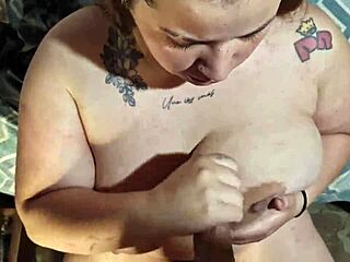 Chubby amateur sucks boyfriend's cock on anniversary