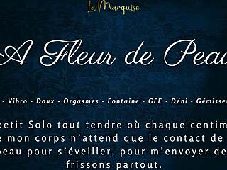 French beauty whispers dirty talk in solo session, skin tingling with desire