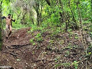 Exhibitionist in Forest Shows Big Tits and Ass