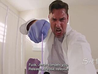 Doctor helps stepdaughter with stuck vibrator in wild MMF scene