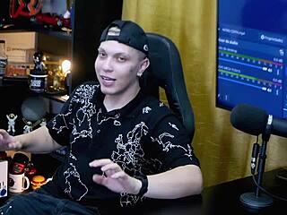 belinha baracho shows off on podcast table with ruan watching